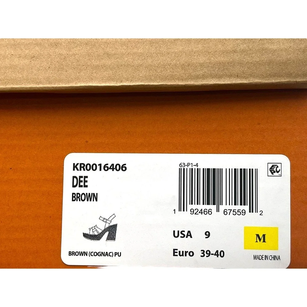 KORKS Dee‎ Womens Wedge Platform Sandal Size 9 Brown/Tan Faux-leather Block Heel